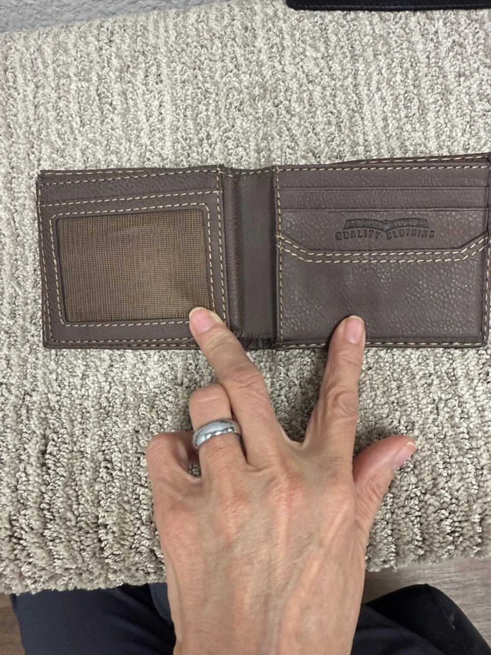 Levi's Dark Brown Leather Bi-Fold Card Holder Wallet